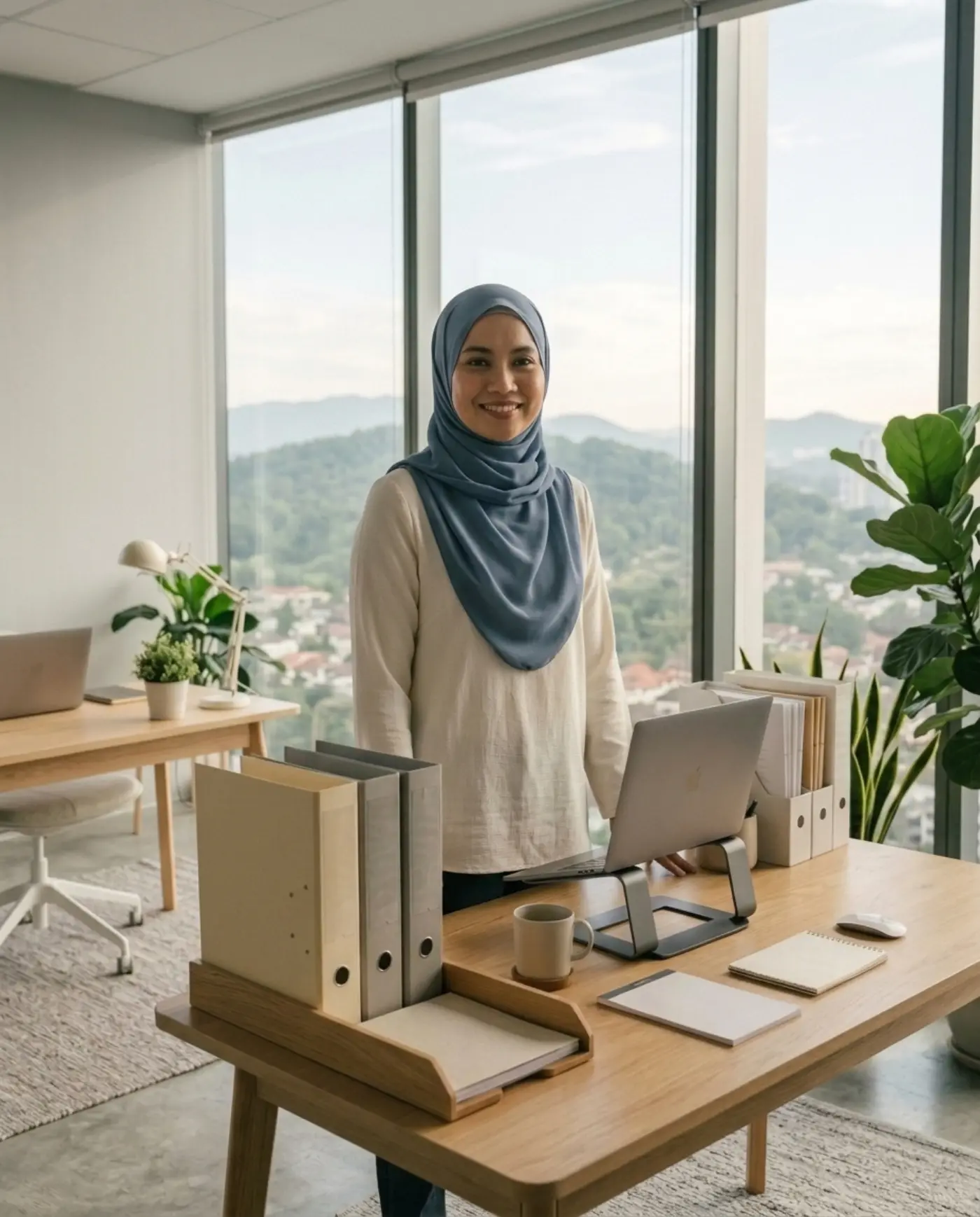 Nur Aisyah binti Ahmad, senior tax consultant at AcuBooks, at her desk